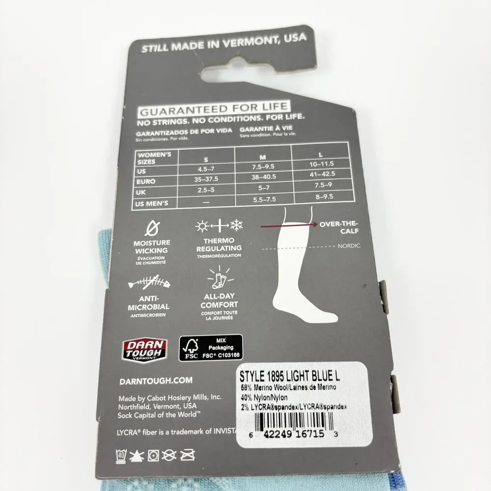 NEW Darn Tough Womens Socks Large Merino Wool Snow Ski Over The Calf Lightweight